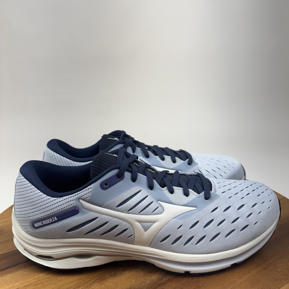 New NIB Womens Mizuno Wave Rider 24 D Blue Athletic Running Sneakers Size 12 M